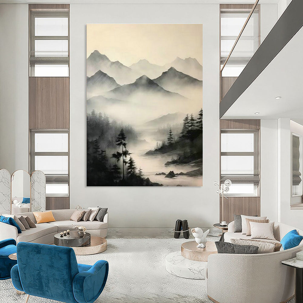 Ink - Wash Landscape Art for Living Room & Study DLZ0385