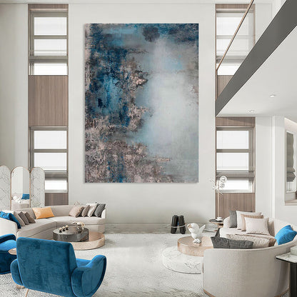 Blue - Gray Abstract Art for Modern Home Office Focus Zones DLZ0020