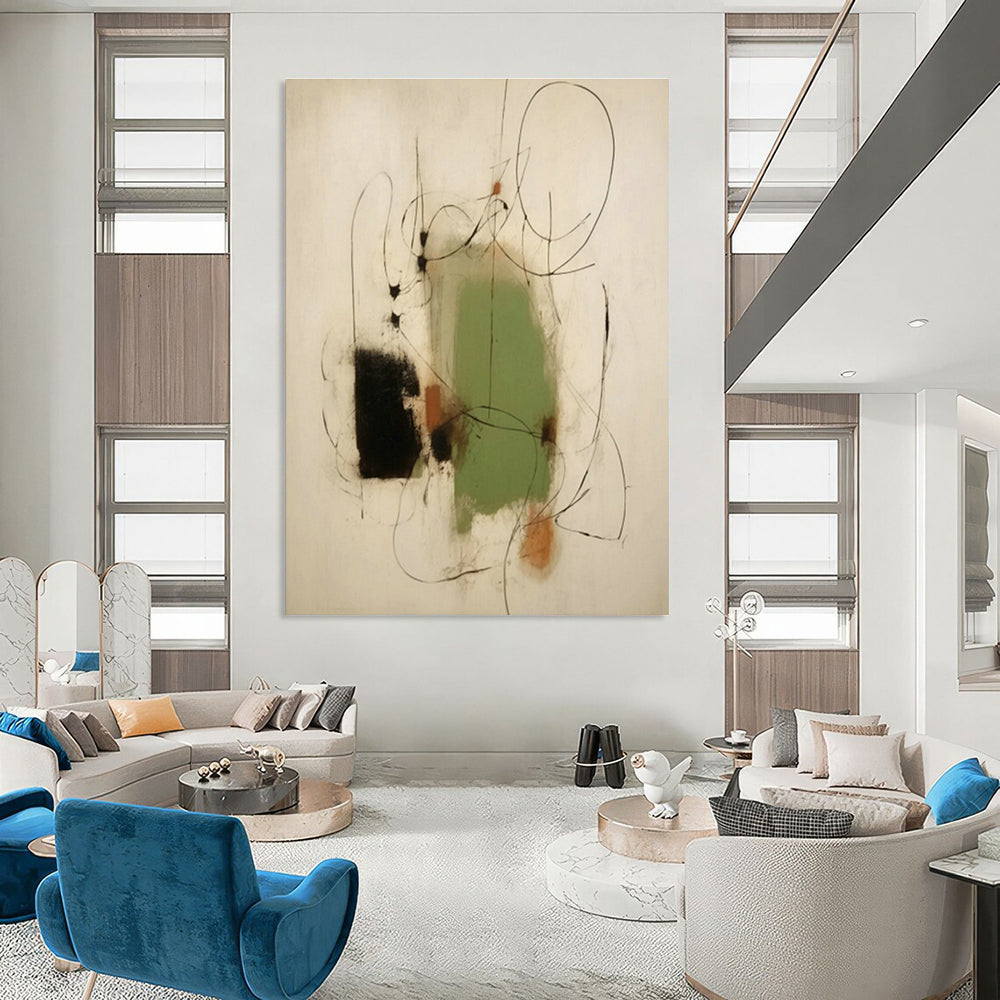 Green, Black & Brown Abstract Art for Nature - Inspired Yoga Studio & Earth - Toned Home Living Room DLZ0829