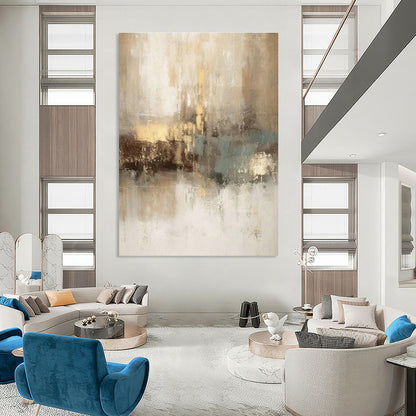 Beige - Gold - Blue Abstract Art for Coastal Cottage & Relaxing Wellness Spa DLZ1916
