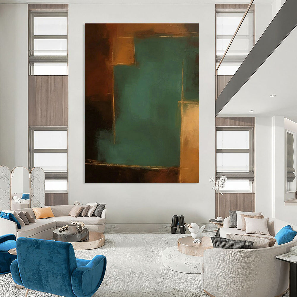 Teal Accent Abstract Art for Contemporary Bedroom & Art Gallery Nook DLZ1442