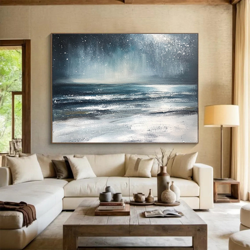 Starry Night Over the Ocean Art for Nautical - Themed Bedroom & Astronomy Lover’s Lounge SC412