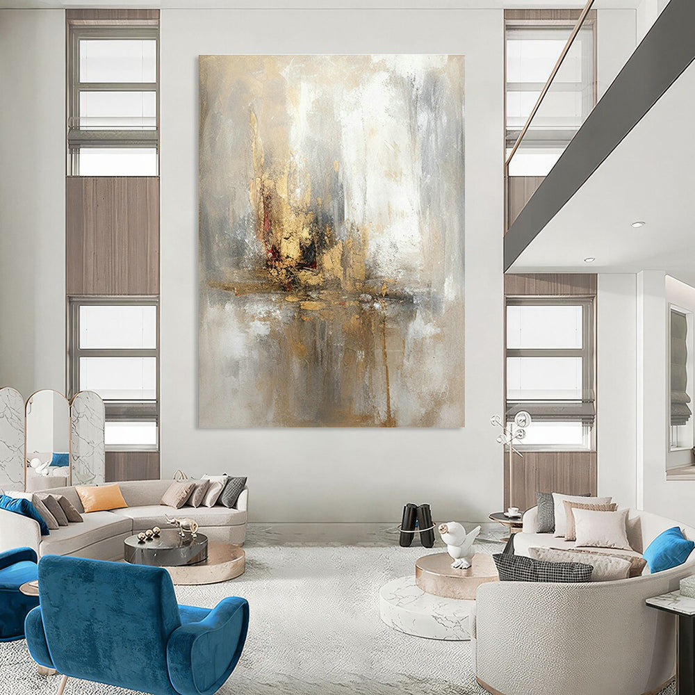 Gold - Gray Abstract for Luxury Hotel Ballroom & Glamorous Home Dining Room DLZ0894