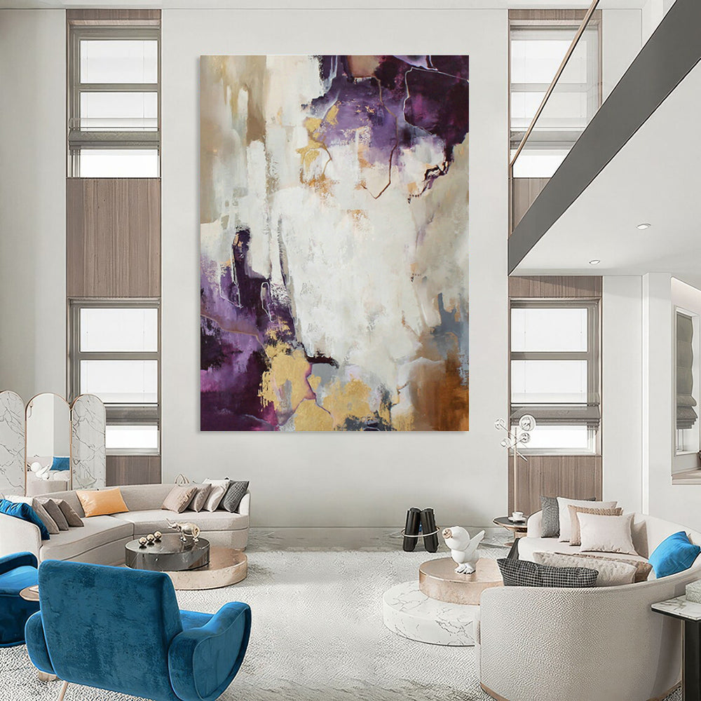 Purple and Gold Abstract Art for Boutique Hotel Suite & Art Deco - Inspired Bar DLZ1016