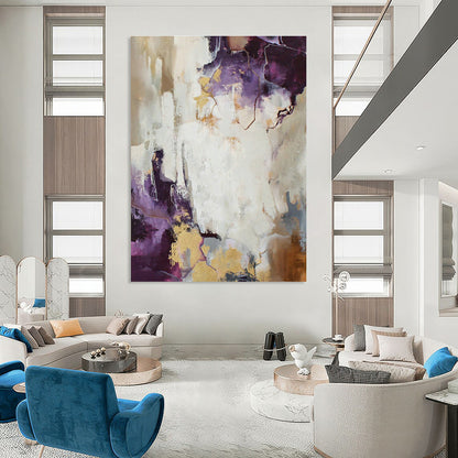 Purple and Gold Abstract Art for Boutique Hotel Suite & Art Deco - Inspired Bar DLZ1016
