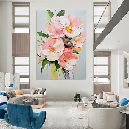 Pink Flower Bouquet 1 Art for Floral - Themed Hotel Lobby & Elegant Home Dining Room STSC1412
