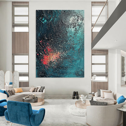Dark Abstract with Red Splashes Art for Lounge & Art Gallery STSC734
