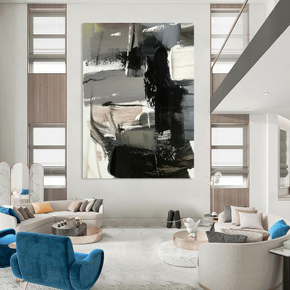 Black - Gray - White Abstract Art for Industrial Loft & Modern Office DLZ1270