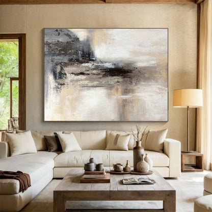 Gray - Brown Abstract Landscape Art for Industrial Loft Home Offices DLZ2666
