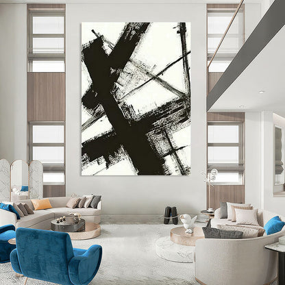 Black and White Ink Abstract Art for Minimalist Gallery & Zen - Inspired Home Study DLZ1592