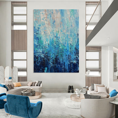 Blue - Green Abstract Art for Coastal Home Living Room Accent Walls DLZ0045