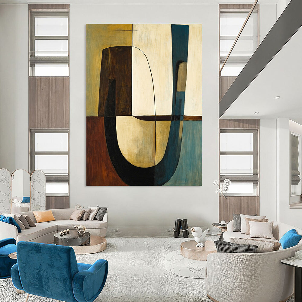 Earth - Tone Shapes Art for Living Room & Study STSC693