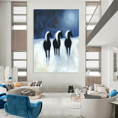 Night Horses Art for Bohemian - Style Lounge & Dreamy Home Reading Nook STSC1443