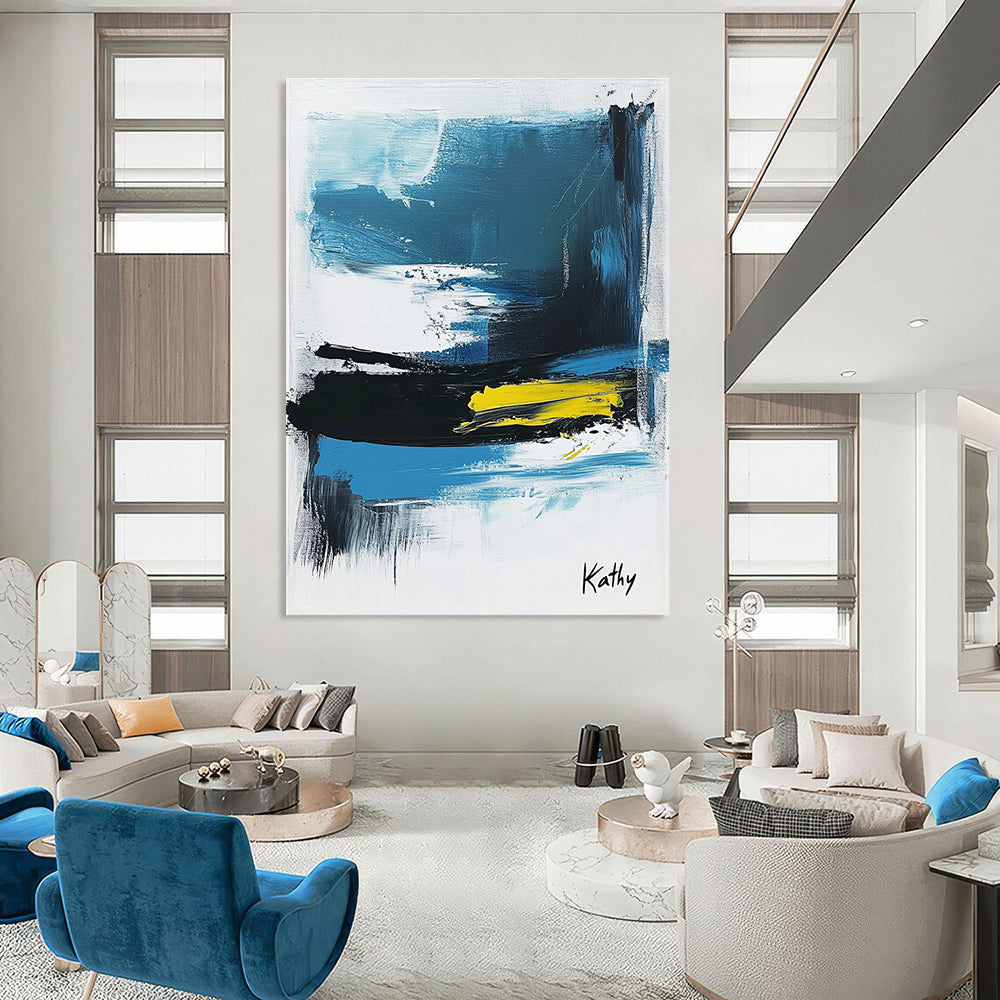 Abstract Blue and Yellow Art for Contemporary Art Gallery & Creative Home Studio STSC1423