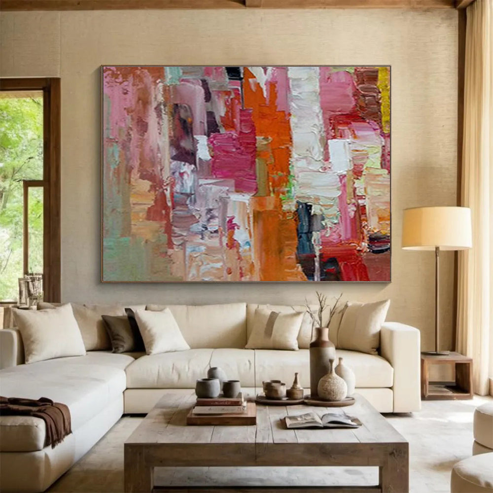 Pink - Orange Geometric Abstract Art for Cheerful Kitchen DLZ2759