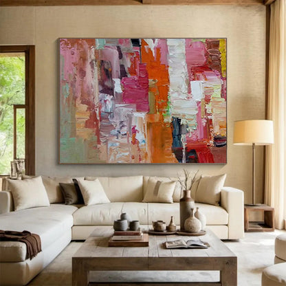Pink - Orange Geometric Abstract Art for Cheerful Kitchen DLZ2759