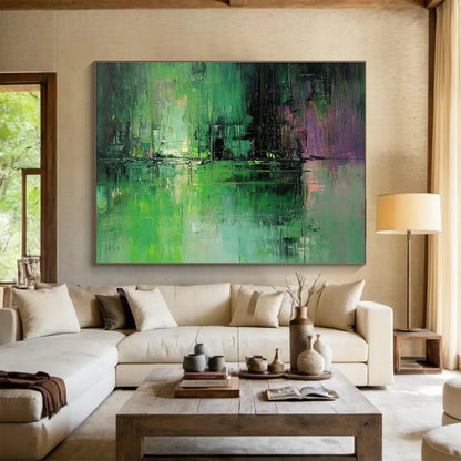 Green Forest Reflection Art for Eco - Friendly Resort Spa & Nature - Inspired Home Library SC114