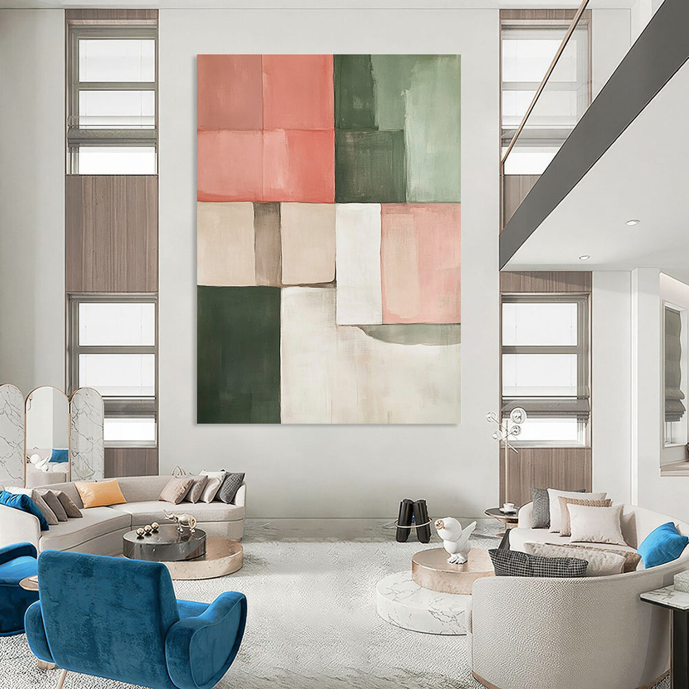 Pink and Green Geometric for Trendy Caf茅 & Modern Home Decor STSC243