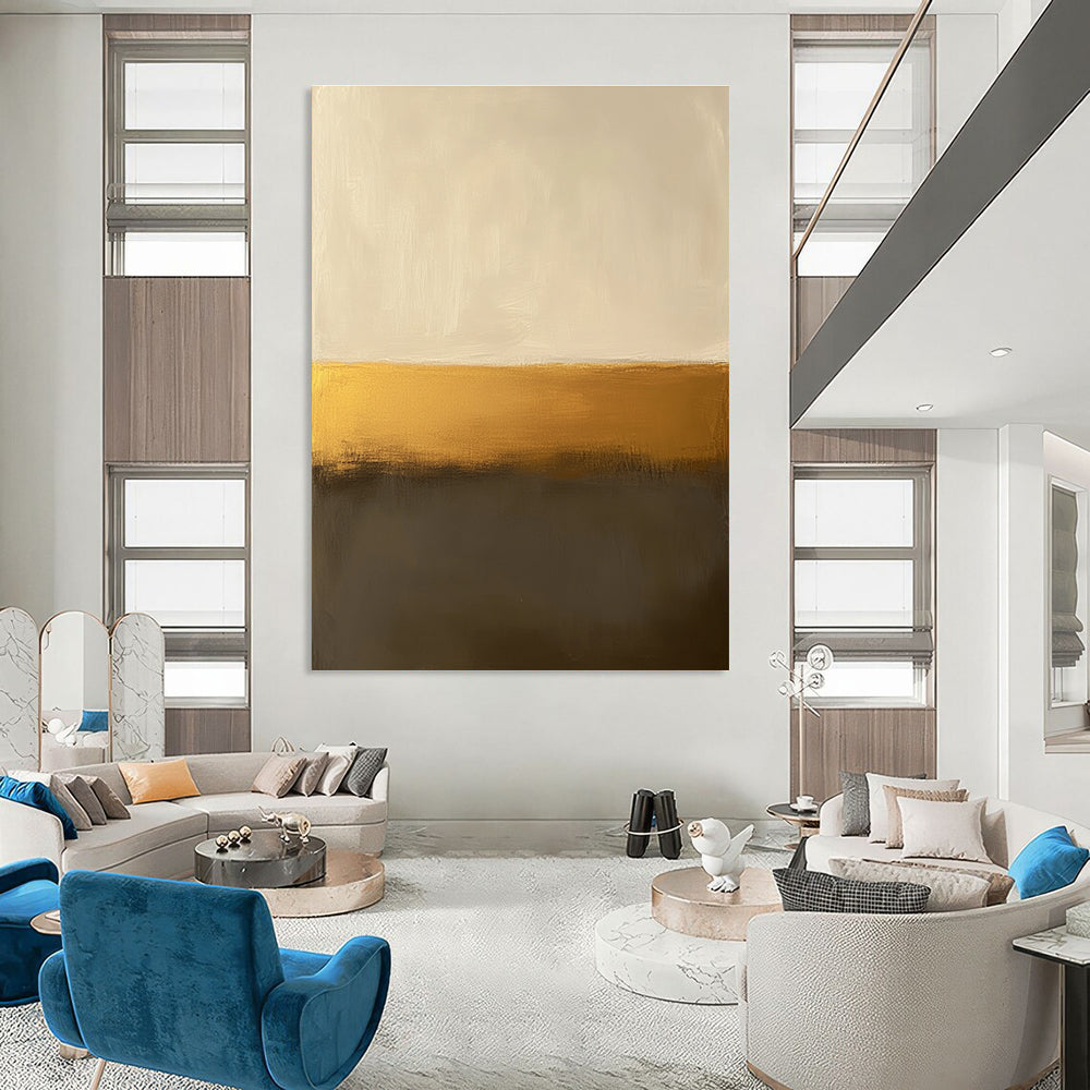 Minimalist Gold & Neutral Divide Art for Modern Office & Sophisticated Dining STSC112