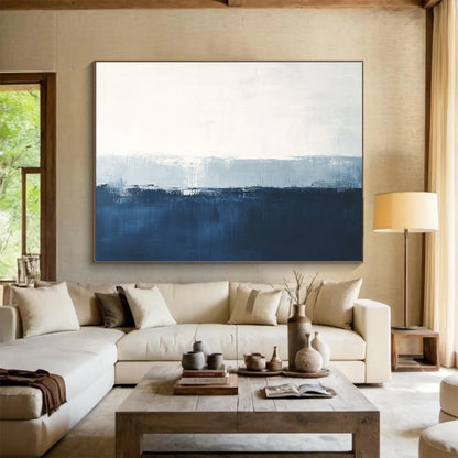 Blue - White Abstract Art for Meditation Space & Minimalist Bedroom SC027