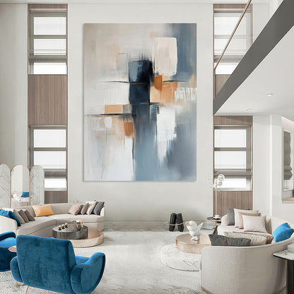 Grey and Beige Geometric Abstract for Minimalist Living Room & Modern Office STSC400