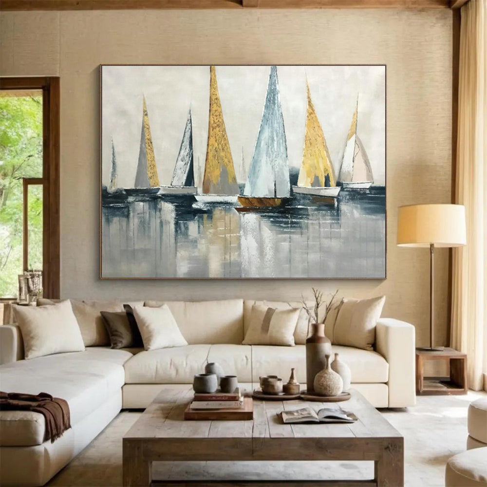 Sailboat Sea View Painting for Nautical - Themed Living Rooms DLZ2553