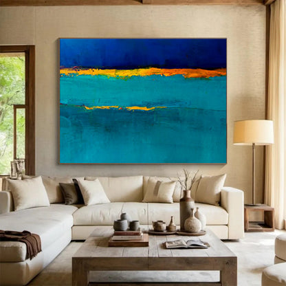 Blue - Yellow Contrast Abstract Art for Bold Dining Room DLZ2767