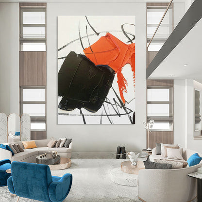 Orange - Black Abstract Art for Trendy Nightclub & Urban Art Studio DLZ1668