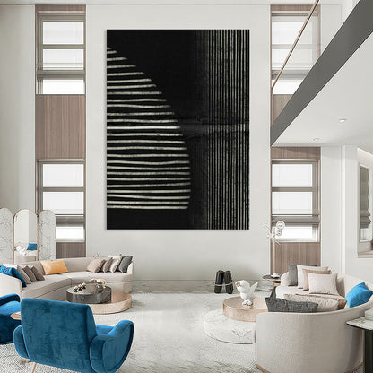 Monochrome Striped Art for Modern Gallery & Night Lounge DLZ1382