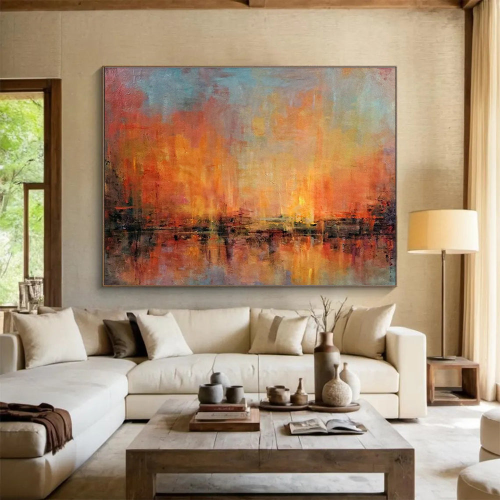 Orange - Red Sunset Abstract Art for Relaxing Balcony DLZ2770