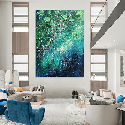 Vibrant Green Splatter Art for Garden Room & Café STSC065
