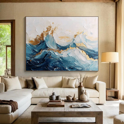 Textured Wave with Gold Art for Luxury Beachfront Villa & High - End Spa SC101