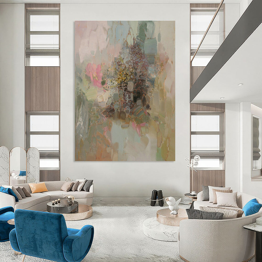 Pastel Abstract Flowers Art for Feminine Boutique & Home Garden Room DLZ2076