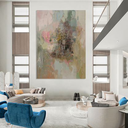 Pastel Abstract Flowers Art for Feminine Boutique & Home Garden Room DLZ2076