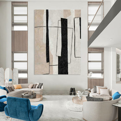 Black - White Geometric Abstract Art for Modern Office & Art Gallery Corridor DLZ2067