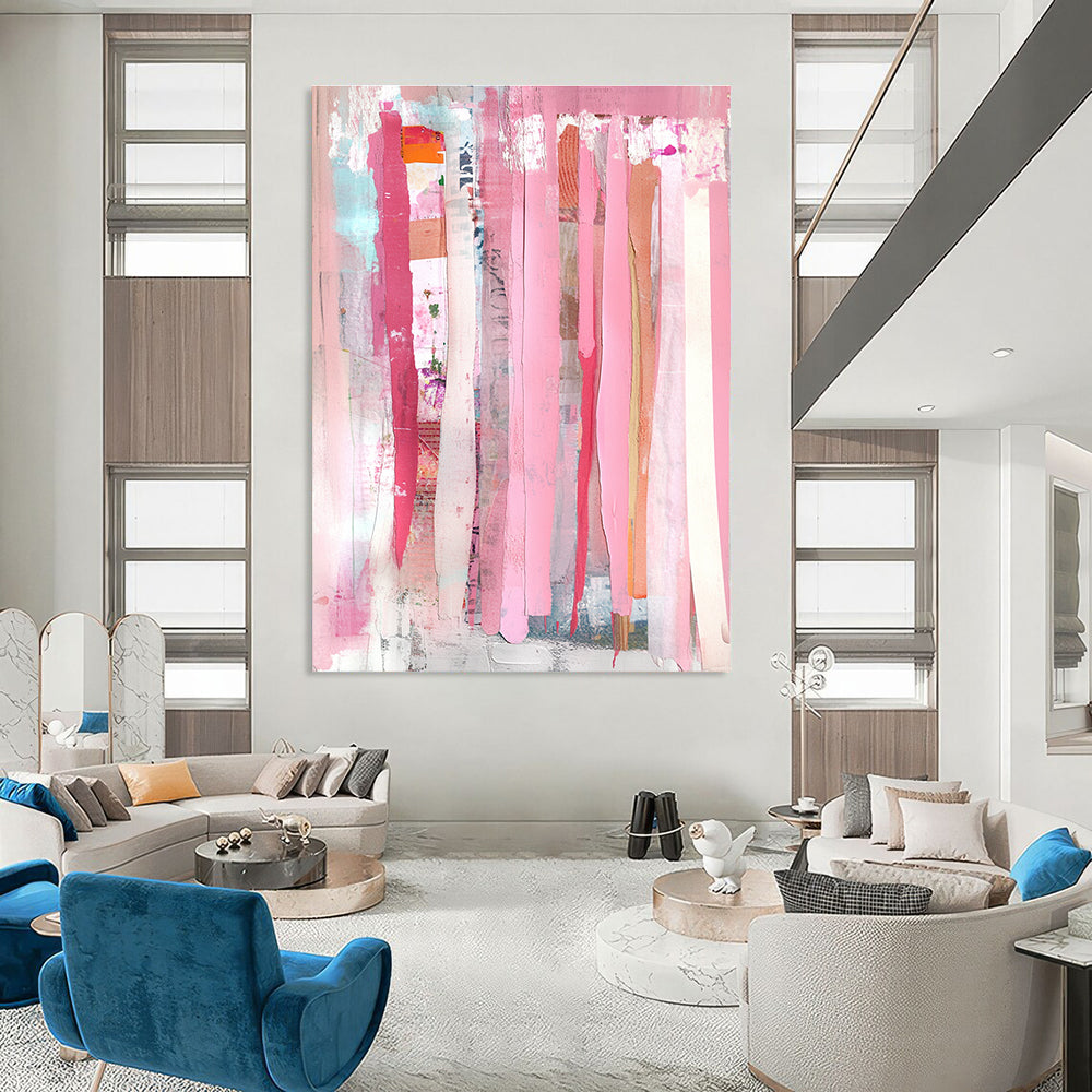 Pink Collage Strips Art for Fashion - Forward Boutique & Eclectic Home Entryway STSC1407