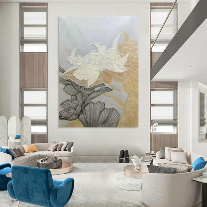 Gold - Line Flower Art for Living Room & Bedroom DLZ0472