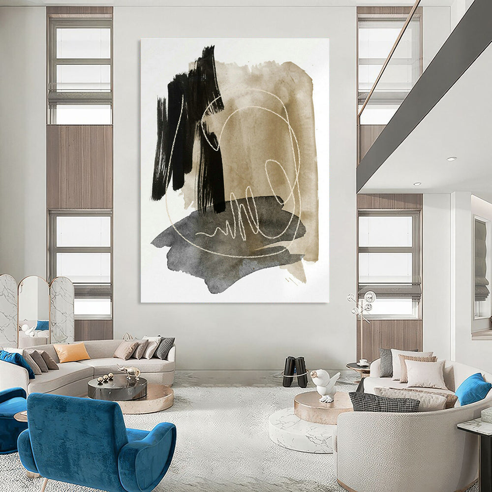 Brown - Grey Line Abstract Art for Living Room & Study DLZ0518