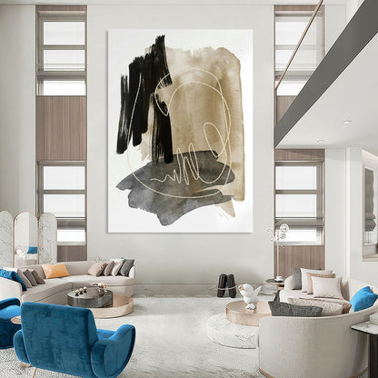 Brown - Grey Line Abstract Art for Living Room & Study DLZ0518