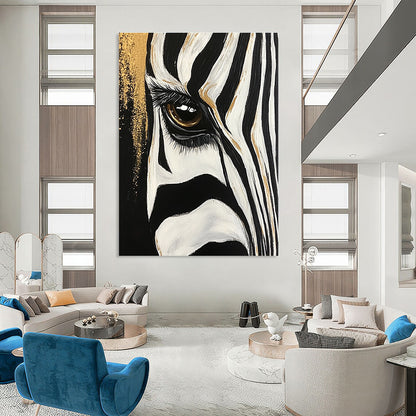 Zebra Eye with Gold Accents for Exotic Animal - Themed Lounge & Contemporary Art Studio STSC956