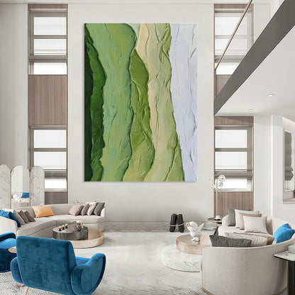 Layered Green Abstract Art for Botanical Garden Café & Contemporary Bedroom DLZ1479