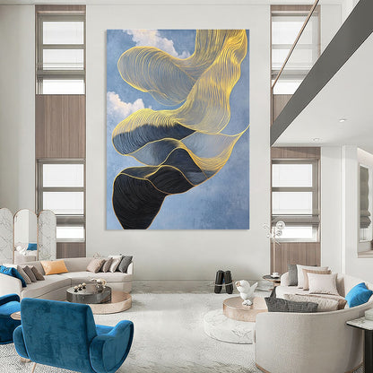 Golden Ribbon - Like Abstract for Luxury Living Room & High - End Spa STSC1283