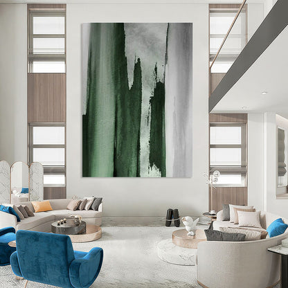 Dark Green Ink - Splatter Abstract Art for Asian - Inspired Restaurant & Zen Study DLZ1223