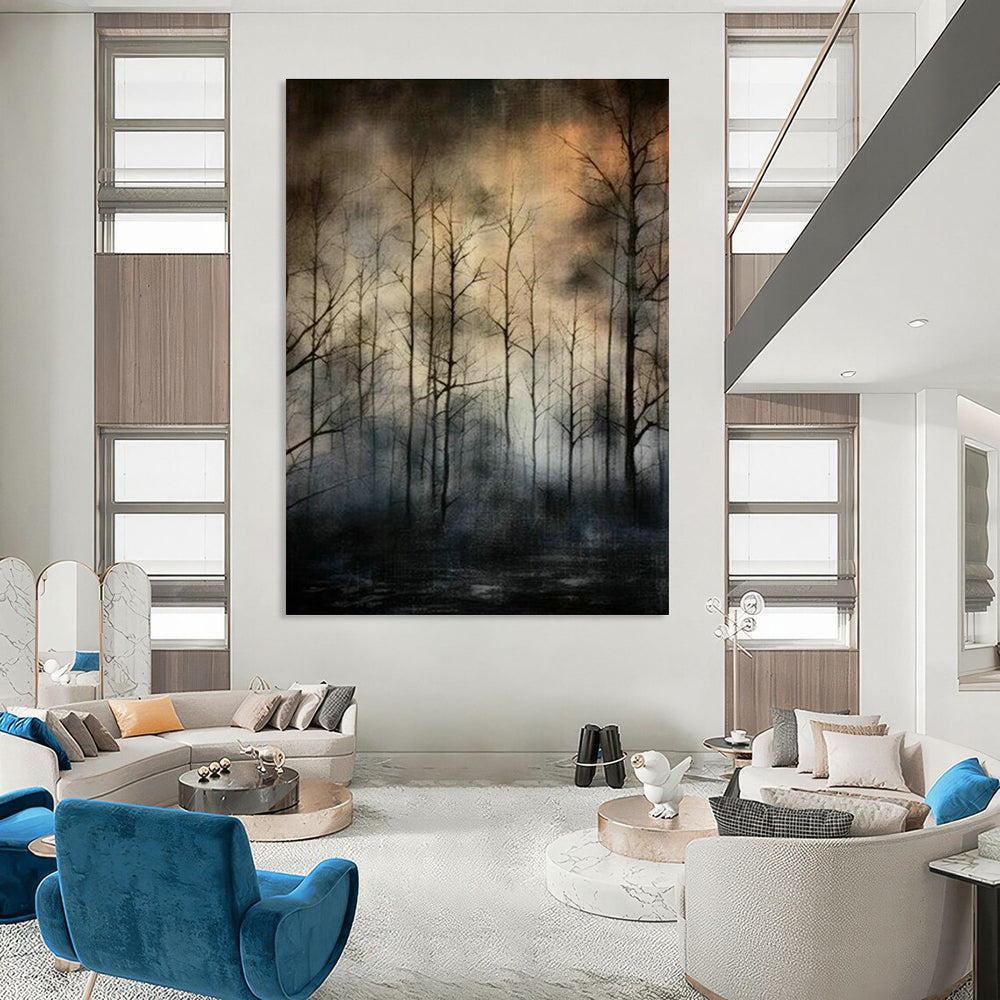 Dark Forest Landscape Art for Gothic - Themed Library & Nature - Inspired Lounge DLZ2119