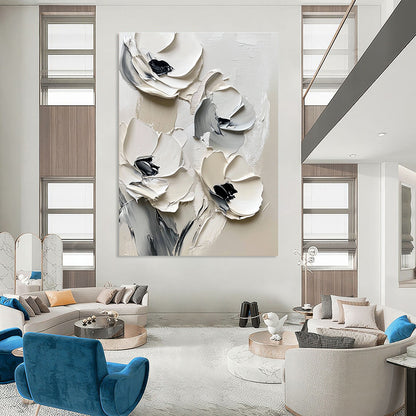 Monochrome Textured Flowers for Minimalist Home & Contemporary Art Gallery STSC512