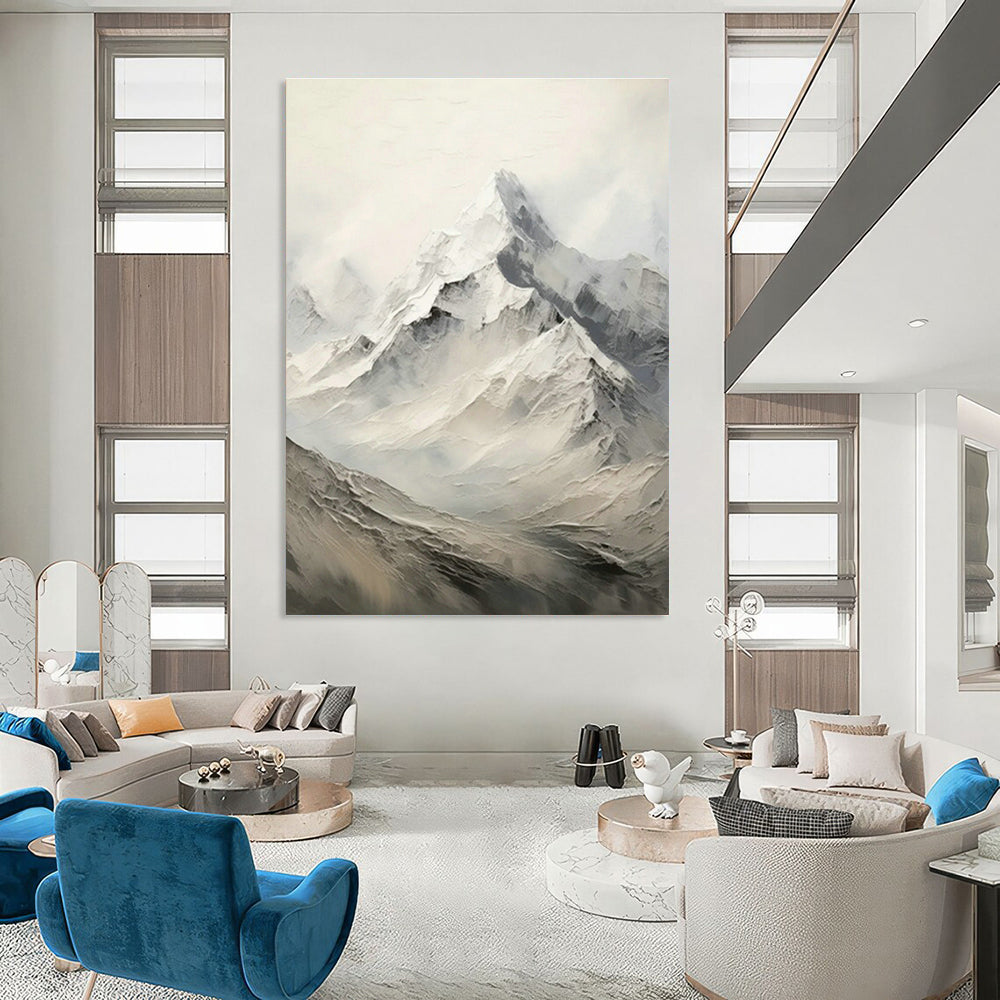 Snowy Mountain Abstract Art for Ski Lodge & Nature - Lover’s Home DLZ1263