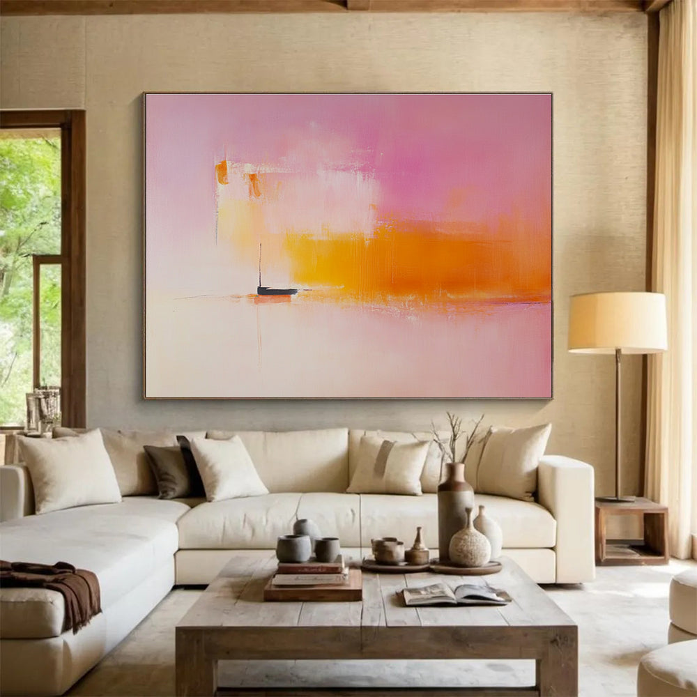 Pink - Toned Boat Abstract Art for Coastal Bedroom & Relaxing Lounge SC330