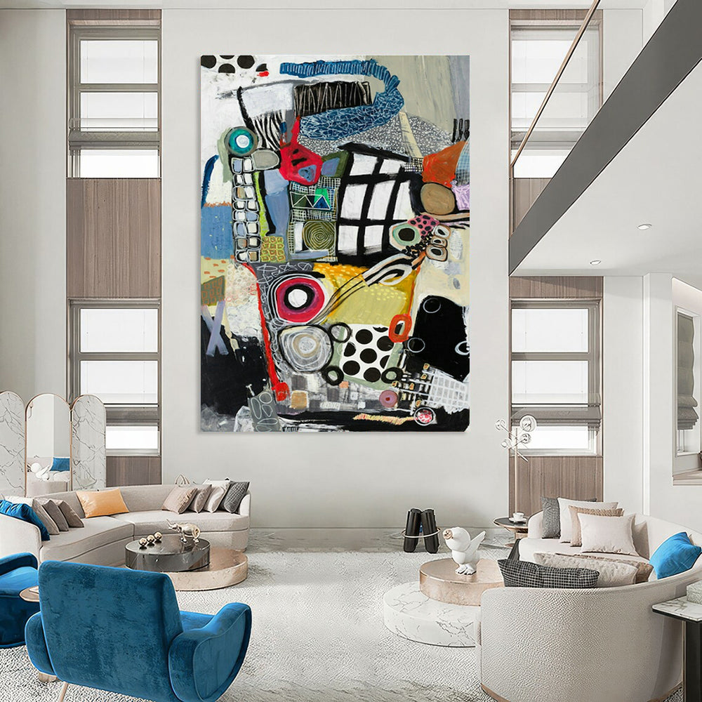 Mixed - Media Abstract Art for Bohemian Gallery & Eclectic Home Living Room DLZ2081