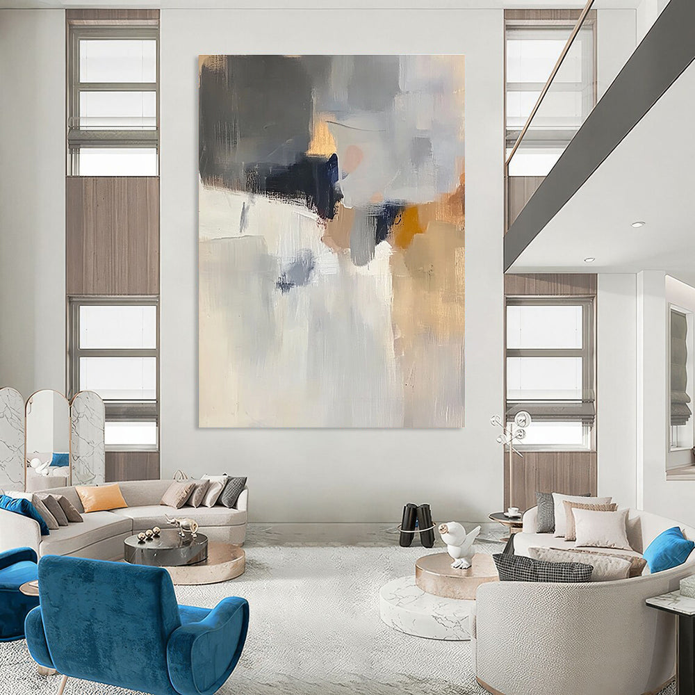 Subtle Gray - White Abstract Art for Study & Guest Room STSC686