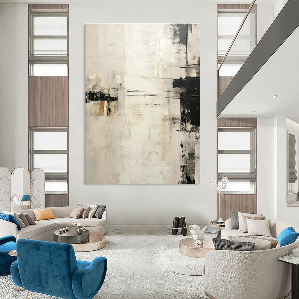 Gray - White Minimalist Abstract Art for Scandinavian Bedroom & Contemporary Gallery DLZ1723